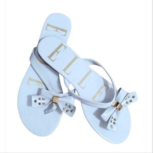 ELLE Elelissa White Jelly Studded Bow Sandals Sz 7